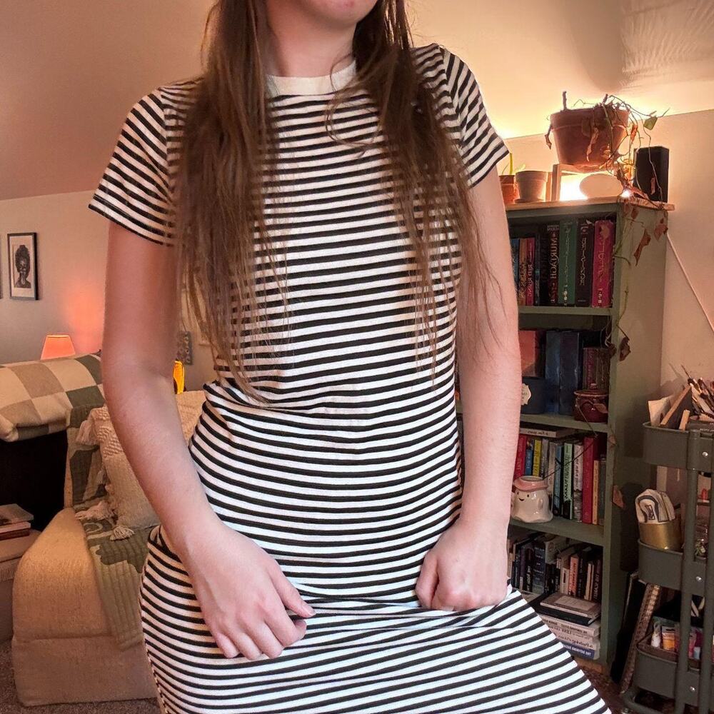 Forever 21 Black and White Striped T-Shirt Dress